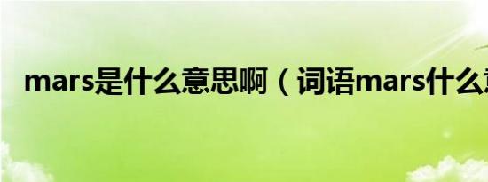 mars是什么意思啊（词语mars什么意思）