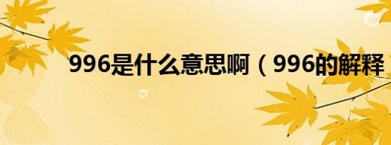 996是什么意思啊（996的解释）