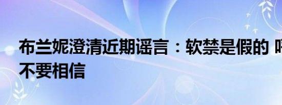布兰妮澄清近期谣言：软禁是假的 呼吁粉丝不要相信