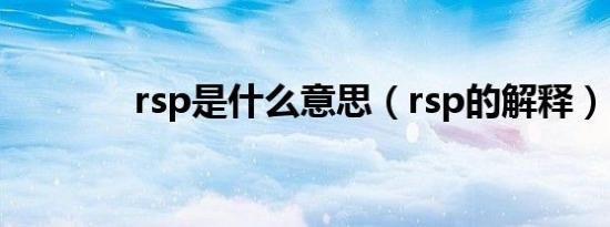 rsp是什么意思（rsp的解释）