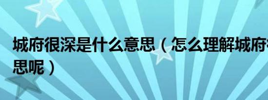城府很深是什么意思（怎么理解城府很深的意思呢）
