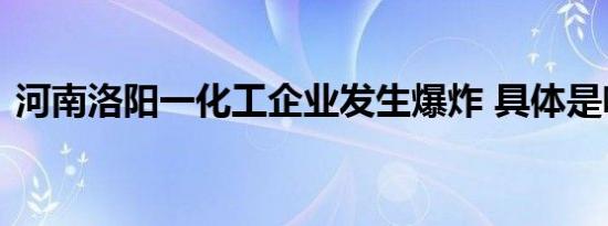 河南洛阳一化工企业发生爆炸 具体是啥情况