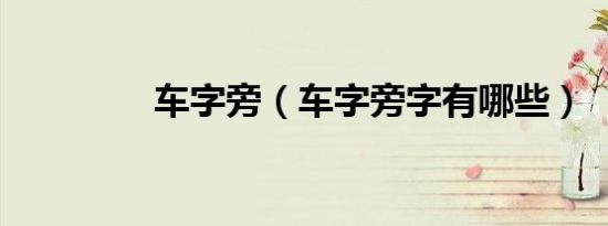 车字旁（车字旁字有哪些）