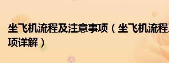 坐飞机流程及注意事项（坐飞机流程及注意事项详解）