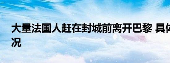 大量法国人赶在封城前离开巴黎 具体是啥情况