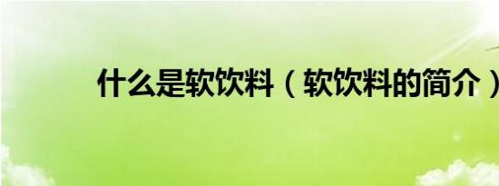 什么是软饮料（软饮料的简介）