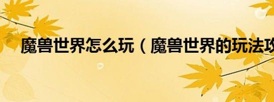 魔兽世界怎么玩（魔兽世界的玩法攻略）