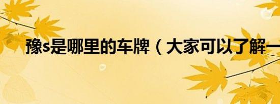 豫s是哪里的车牌（大家可以了解一下）