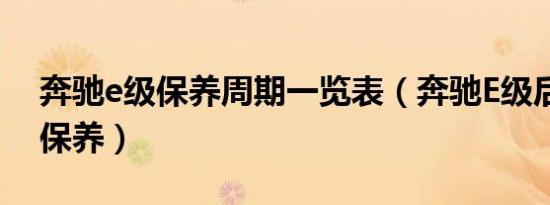 奔驰e级保养周期一览表（奔驰E级后桥多久保养）