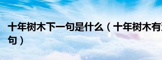 十年树木下一句是什么（十年树木有没有下一句）