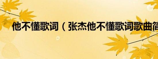 他不懂歌词（张杰他不懂歌词歌曲简介）