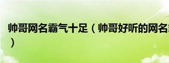 帅哥网名霸气十足（帅哥好听的网名霸气十足）