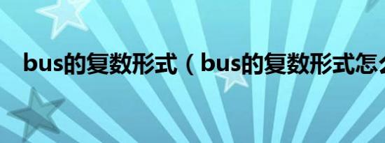 bus的复数形式（bus的复数形式怎么写）