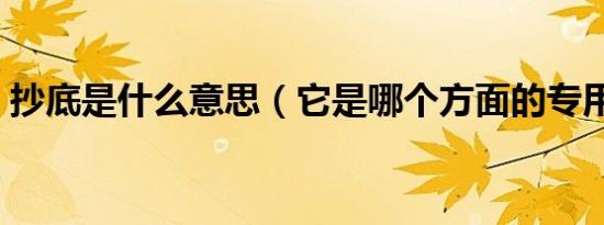 抄底是什么意思（它是哪个方面的专用名词）