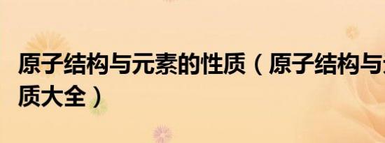 原子结构与元素的性质（原子结构与元素的性质大全）