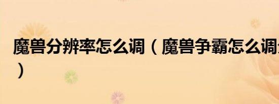 魔兽分辨率怎么调（魔兽争霸怎么调分辨率啊）