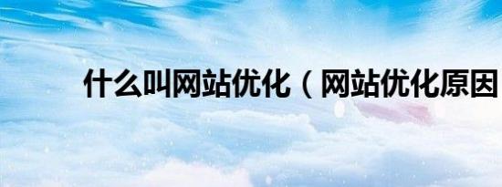 什么叫网站优化（网站优化原因）