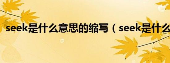 seek是什么意思的缩写（seek是什么意思）