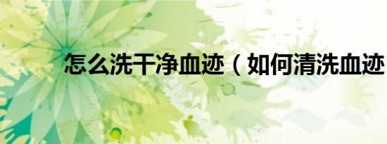 怎么洗干净血迹（如何清洗血迹）