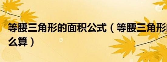 等腰三角形的面积公式（等腰三角形的面积怎么算）