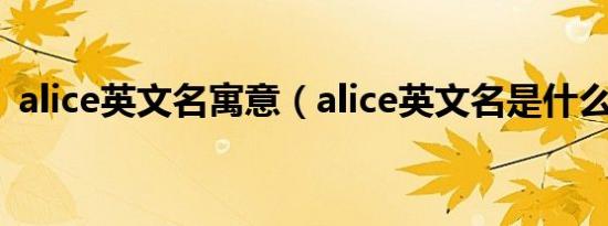 alice英文名寓意（alice英文名是什么意思）