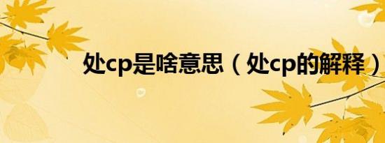 处cp是啥意思（处cp的解释）