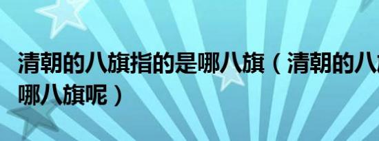清朝的八旗指的是哪八旗（清朝的八旗指的是哪八旗呢）