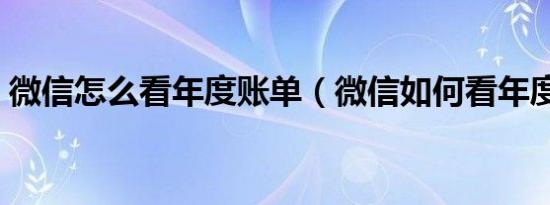 微信怎么看年度账单（微信如何看年度账单）