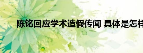 陈铭回应学术造假传闻 具体是怎样的
