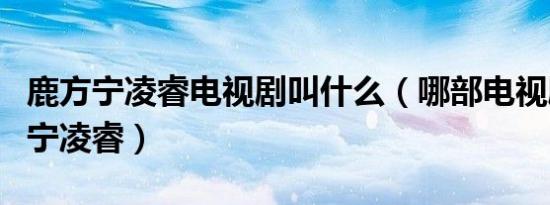 鹿方宁凌睿电视剧叫什么（哪部电视剧有鹿方宁凌睿）
