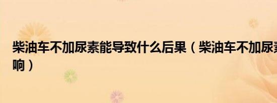 柴油车不加尿素能导致什么后果（柴油车不加尿素有什么影响）