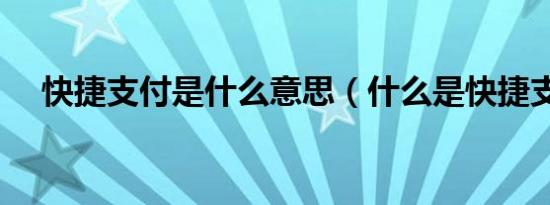快捷支付是什么意思（什么是快捷支付）