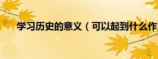 学习历史的意义（可以起到什么作用）