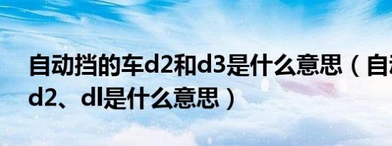 自动挡的车d2和d3是什么意思（自动挡d3、d2、dl是什么意思）