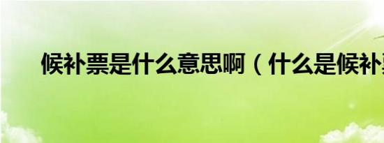 候补票是什么意思啊（什么是候补票）