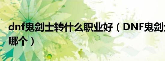 dnf鬼剑士转什么职业好（DNF鬼剑士该转职哪个）
