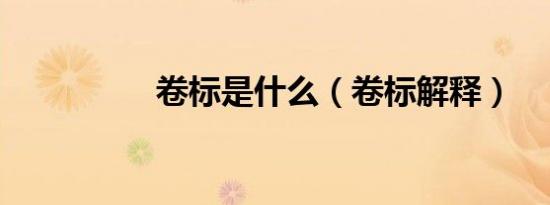 卷标是什么（卷标解释）