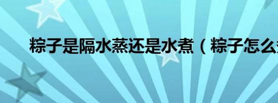 粽子是隔水蒸还是水煮（粽子怎么煮）