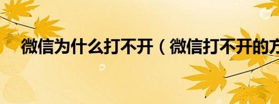 微信为什么打不开（微信打不开的方法）