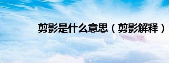 剪影是什么意思（剪影解释）