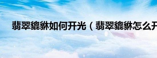 翡翠貔貅如何开光（翡翠貔貅怎么开光）