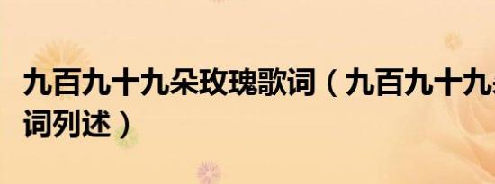 九百九十九朵玫瑰歌词（九百九十九朵玫瑰歌词列述）