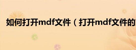 如何打开mdf文件（打开mdf文件的方法）