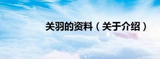 关羽的资料（关于介绍）