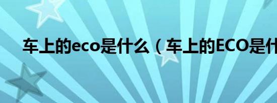 车上的eco是什么（车上的ECO是什么）