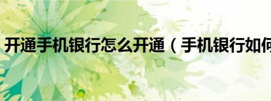 开通手机银行怎么开通（手机银行如何开通）