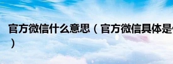 官方微信什么意思（官方微信具体是什么意思）
