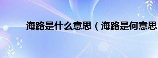 海路是什么意思（海路是何意思）