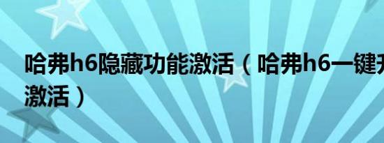 哈弗h6隐藏功能激活（哈弗h6一键升窗怎么激活）