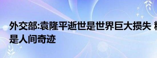 外交部:袁隆平逝世是世界巨大损失 粮食自给是人间奇迹